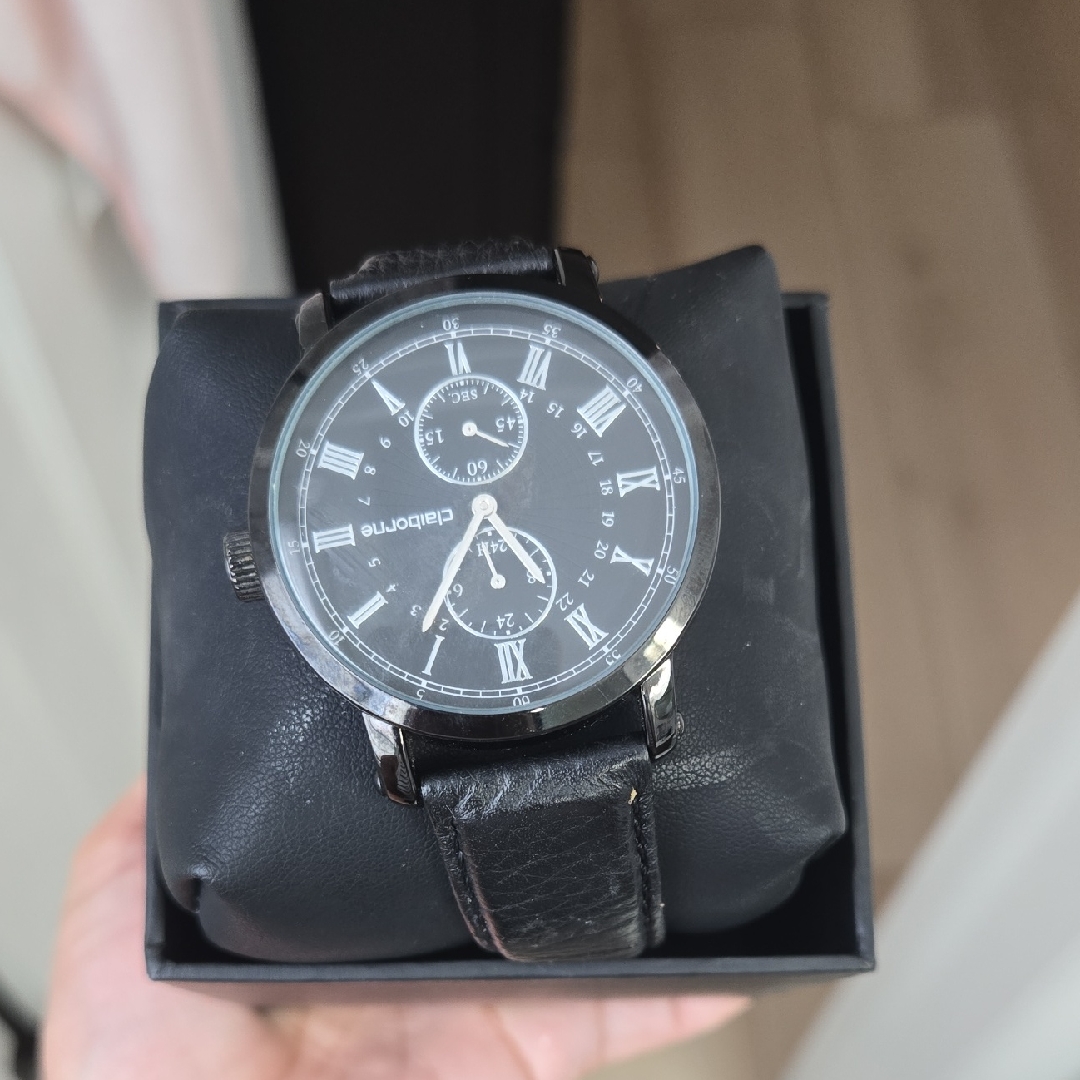 Black Leather Strap Watch